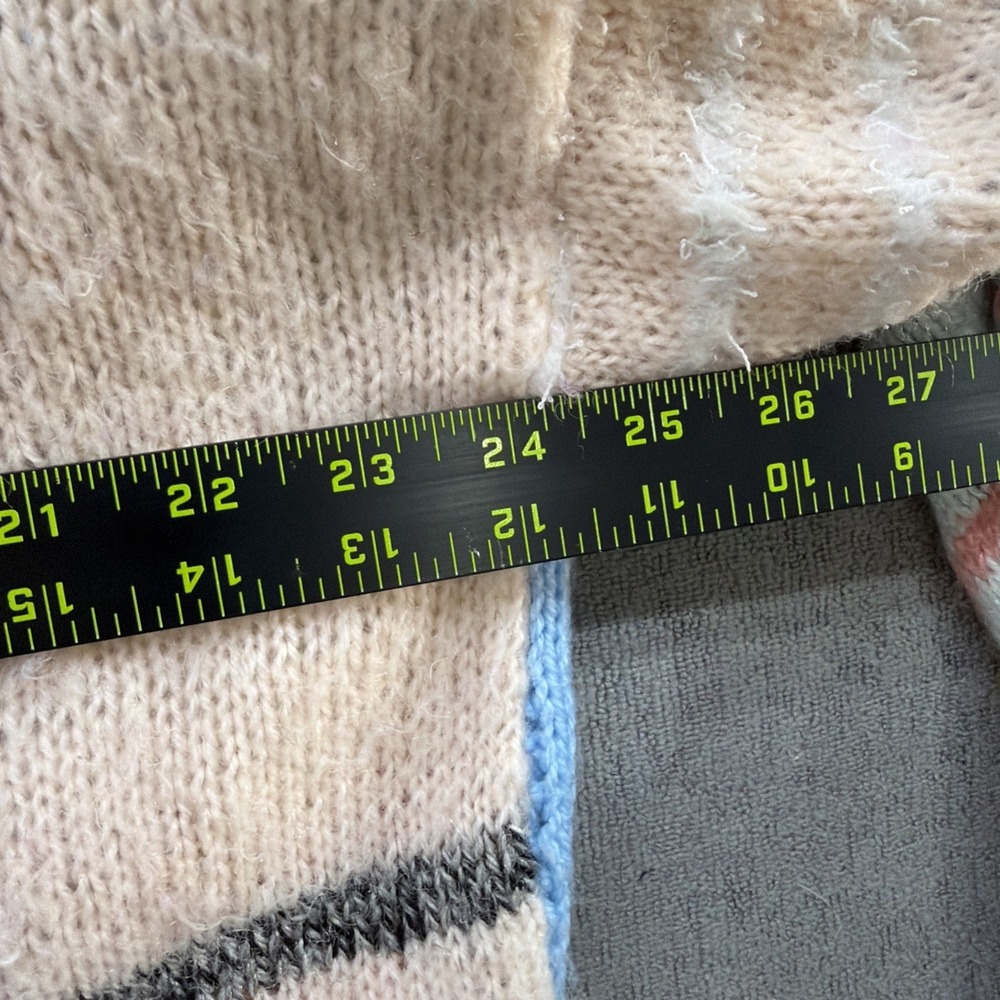 Vintage 80s Hand Knit Intarsia Duster Cardigan Paris Art Sweater Oversized - Picture 9 of 11
